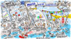 The graphic recording shows the various elements of the MARGA online business game competition