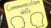 Two heads are drawn on a Post-It looking at each other and it says "Communication Skills"